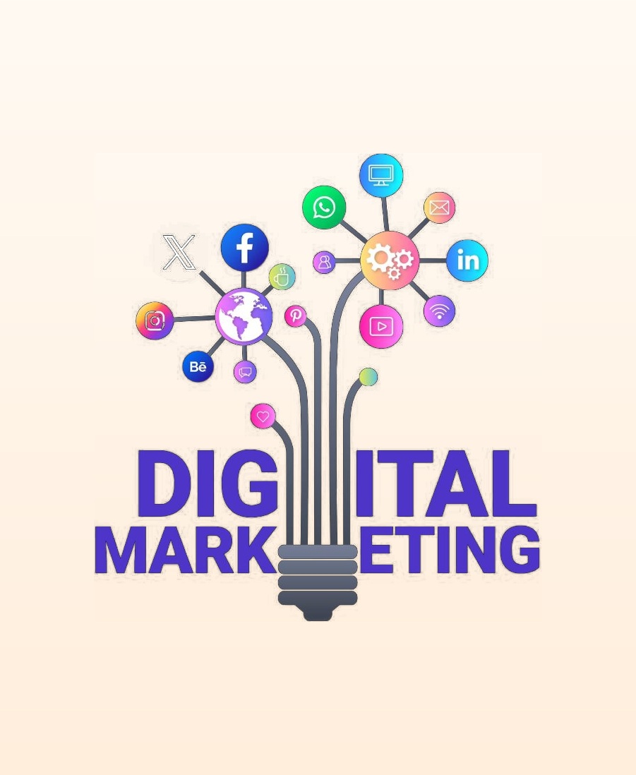 Digital marketing social media network illustration
