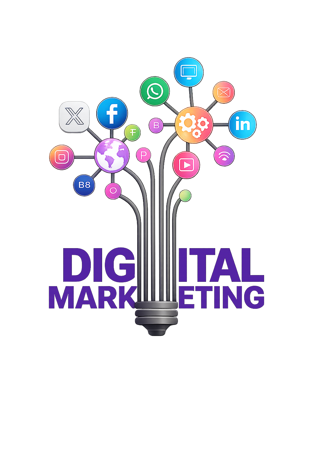 Digital marketing social media icons illustration